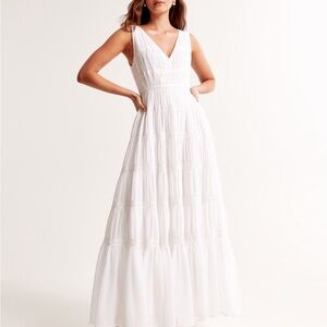 Plunge Lace Tiered Maxi Dress